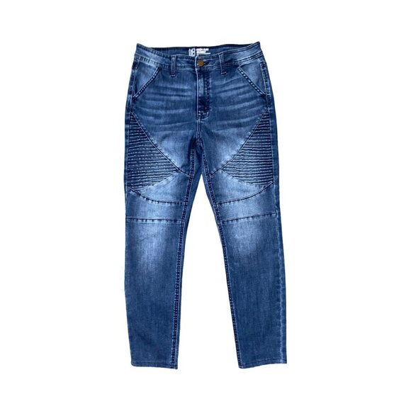 Sz.11*NOBO*Blue Moto Skinny Jeans--Pleated In Front--Mid-Rise - Picture 1 of 5